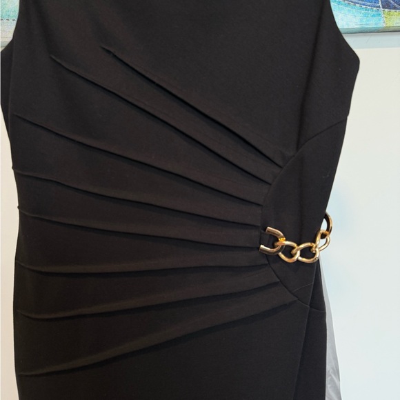 Ivanka Trump Black Midi Dress with Gold Chain Detail - Picture 2 of 6